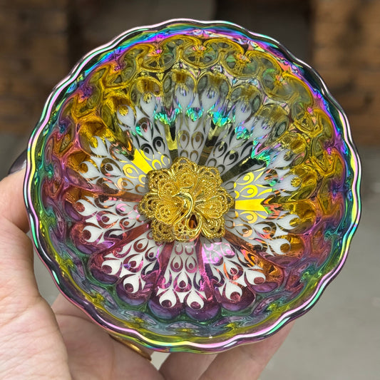 Colorful Peacock Feather Pattern 3D Gold Peacock