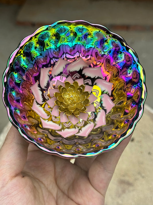 Colorful Pink Lotus 3D Golden Lotus